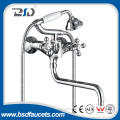 China traditional design bathtub faucet with shower set chrome wall mounted double handle bath shower faucet mixer